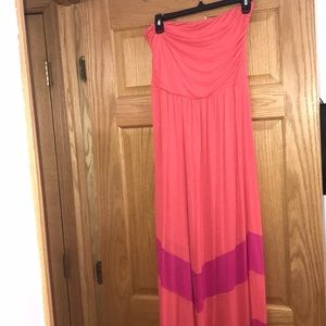 Pink and purple patterned floral dress